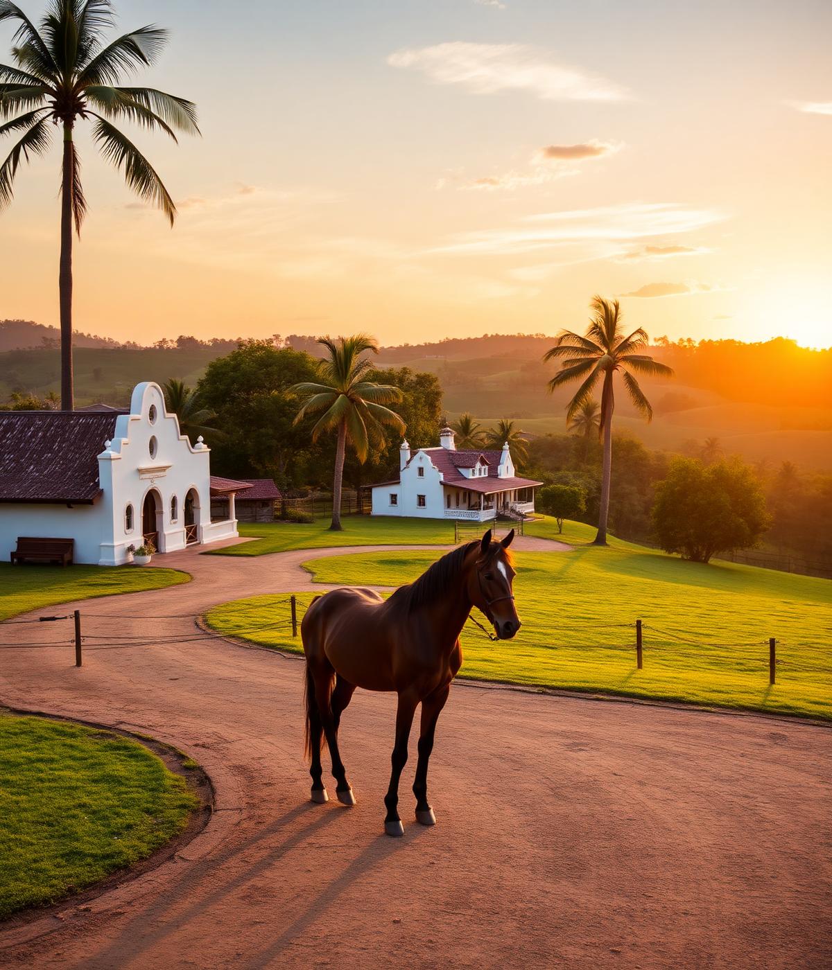 Haras Cantareira stables and pastures at golden hour